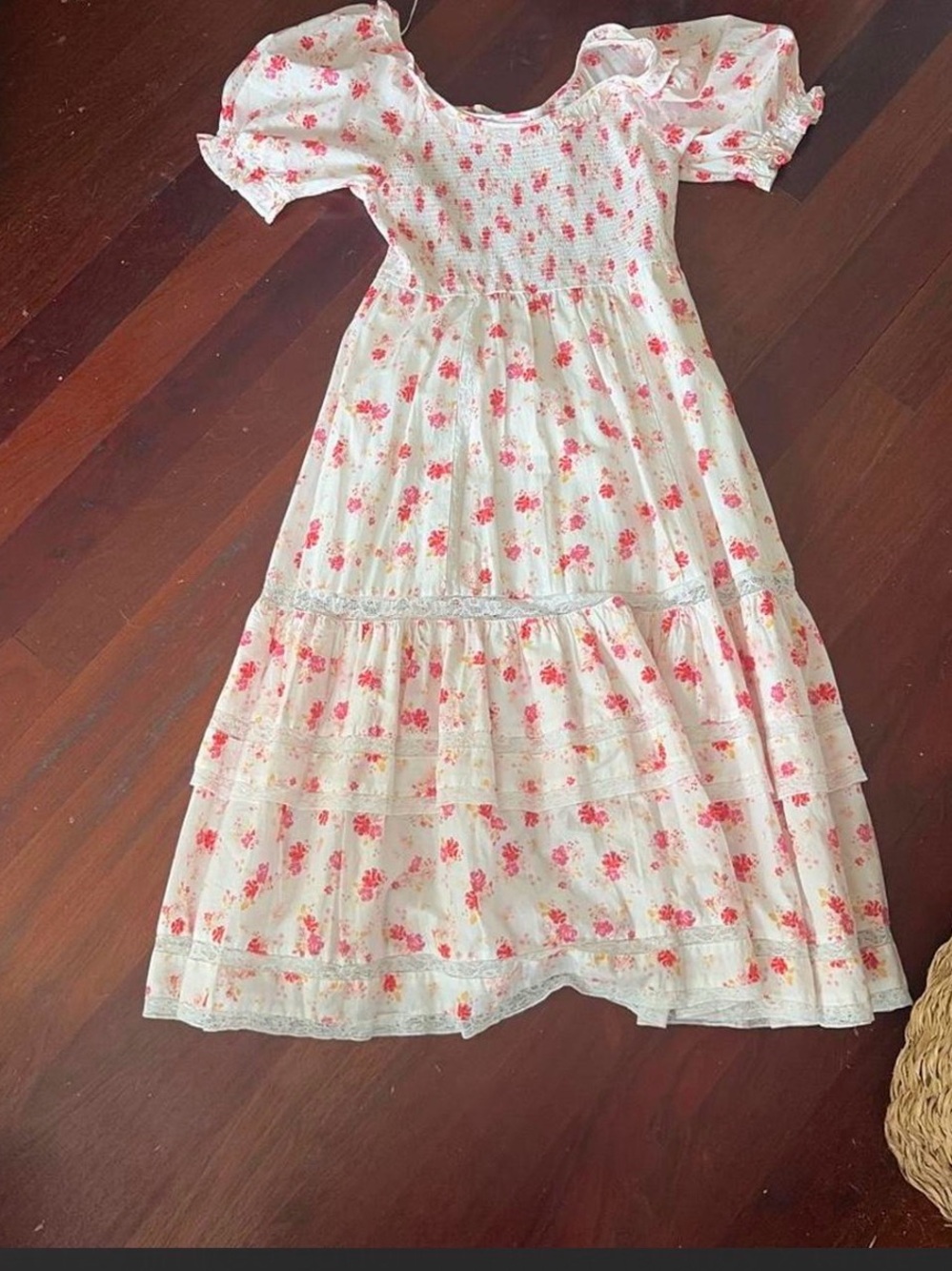 LoveShackFancy X Target White Dress with Pink Floral Print